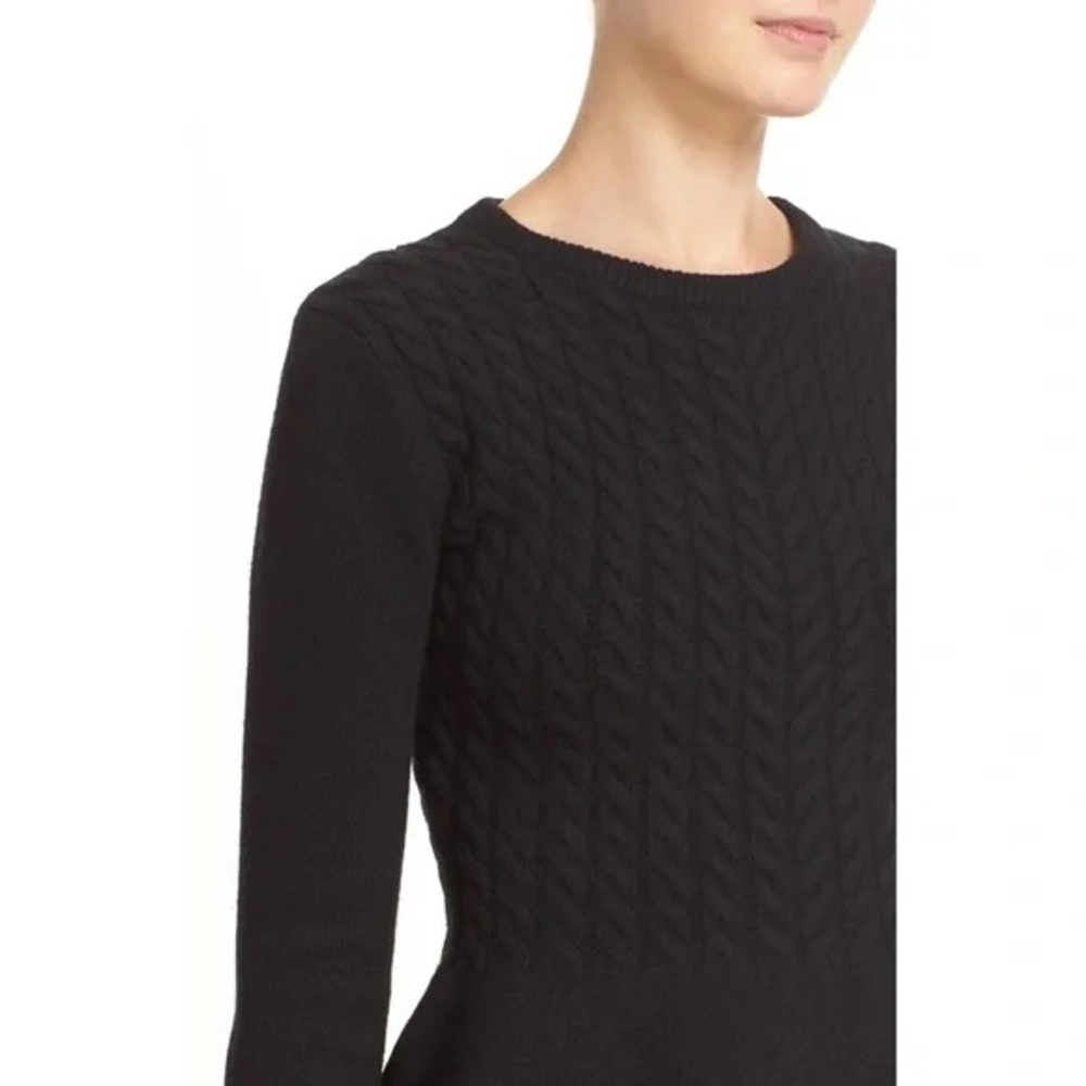 Ted Baker London Women's US 8/10 Black Mereda Cable Knit Peplum Sweater - Picture 4 of 12